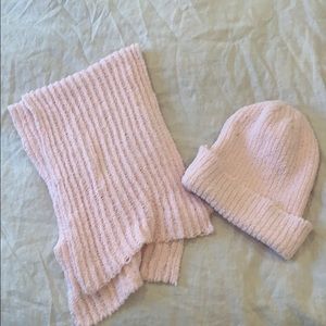 Light pink scarf and beani